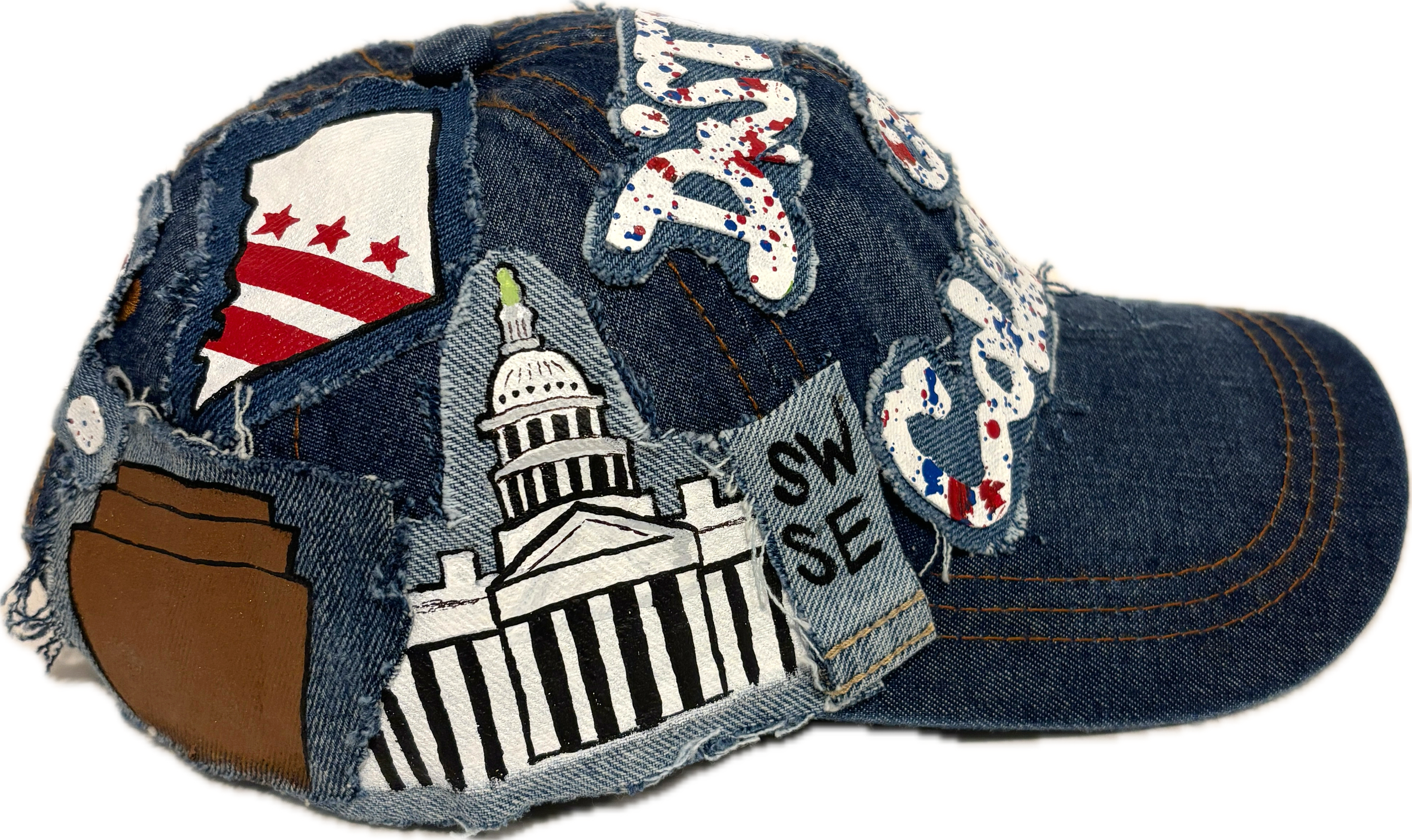 D.C (Distressed City)Hand-Crafted Denim Baseball Cap