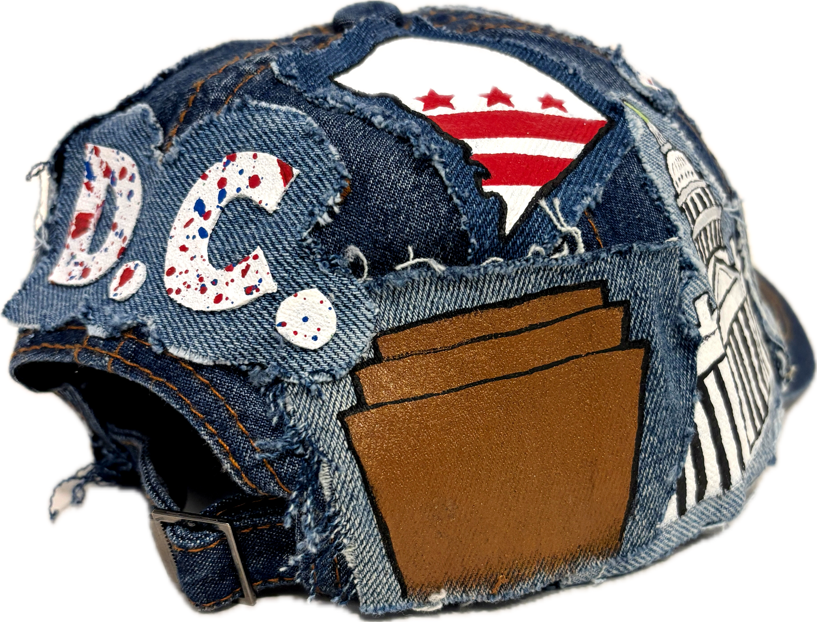 D.C (Distressed City)Hand-Crafted Denim Baseball Cap