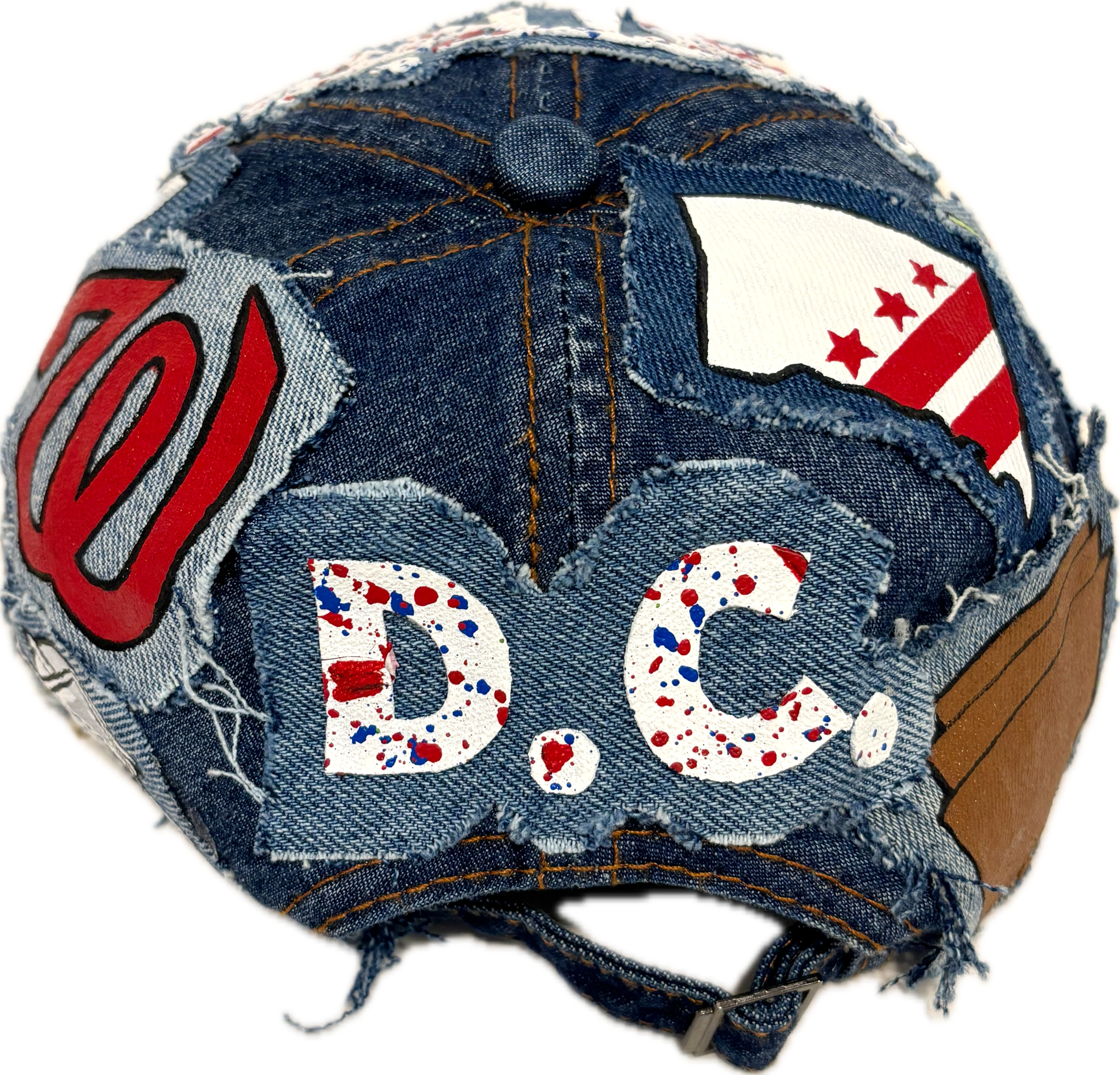 D.C (Distressed City)Hand-Crafted Denim Baseball Cap
