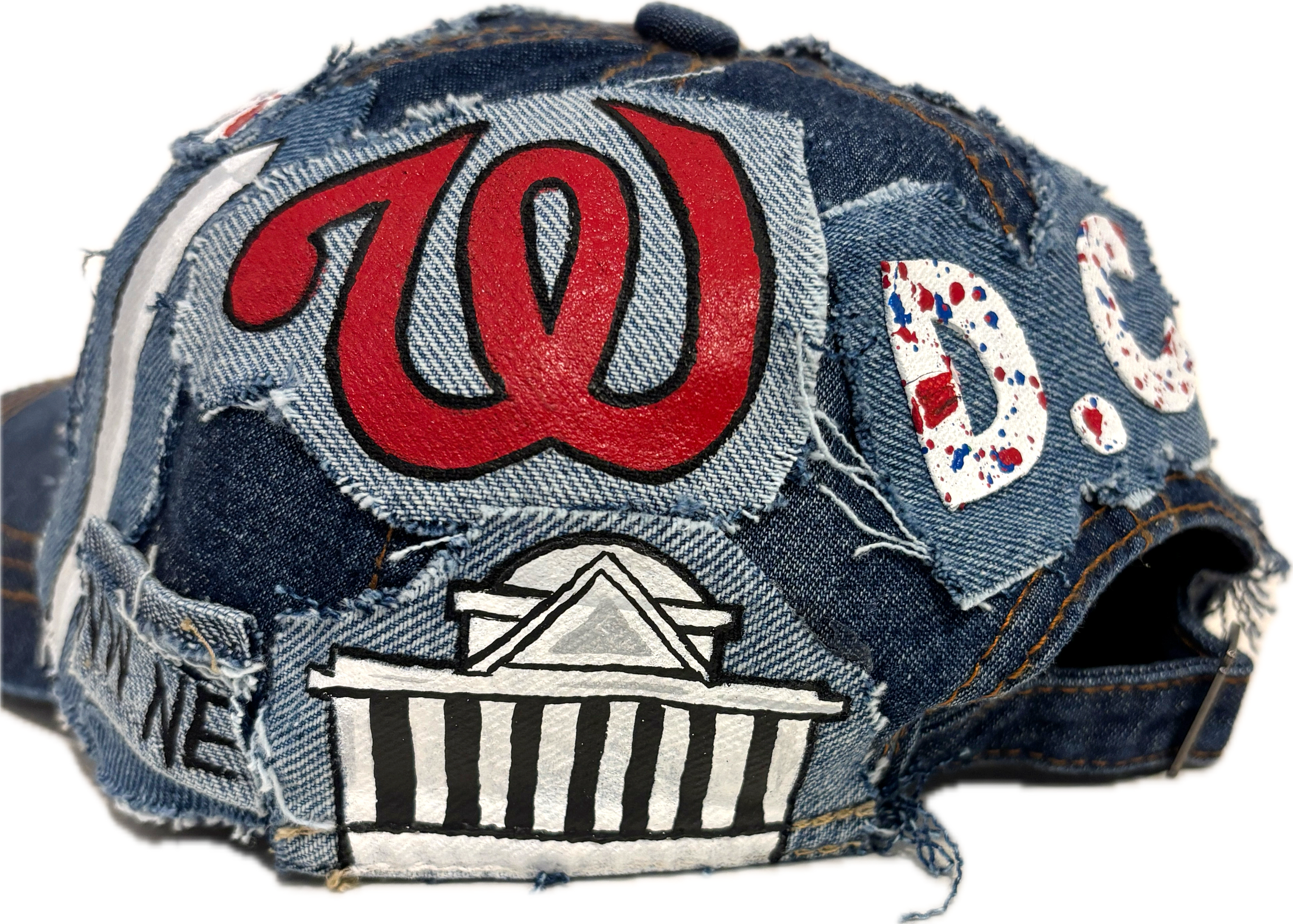 D.C (Distressed City)Hand-Crafted Denim Baseball Cap