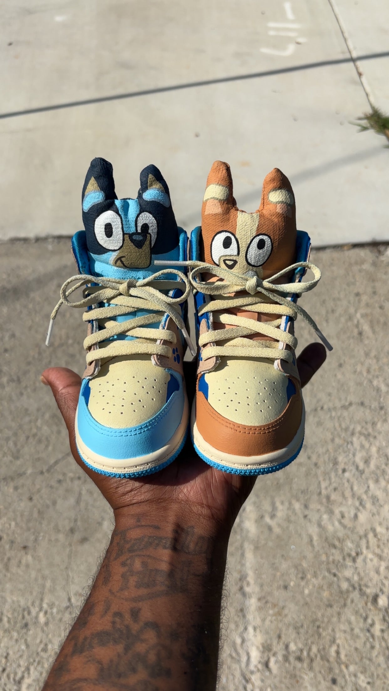 Custom Hand-Painted Jordan 1 Highs w/ Stuffed Character Tongues