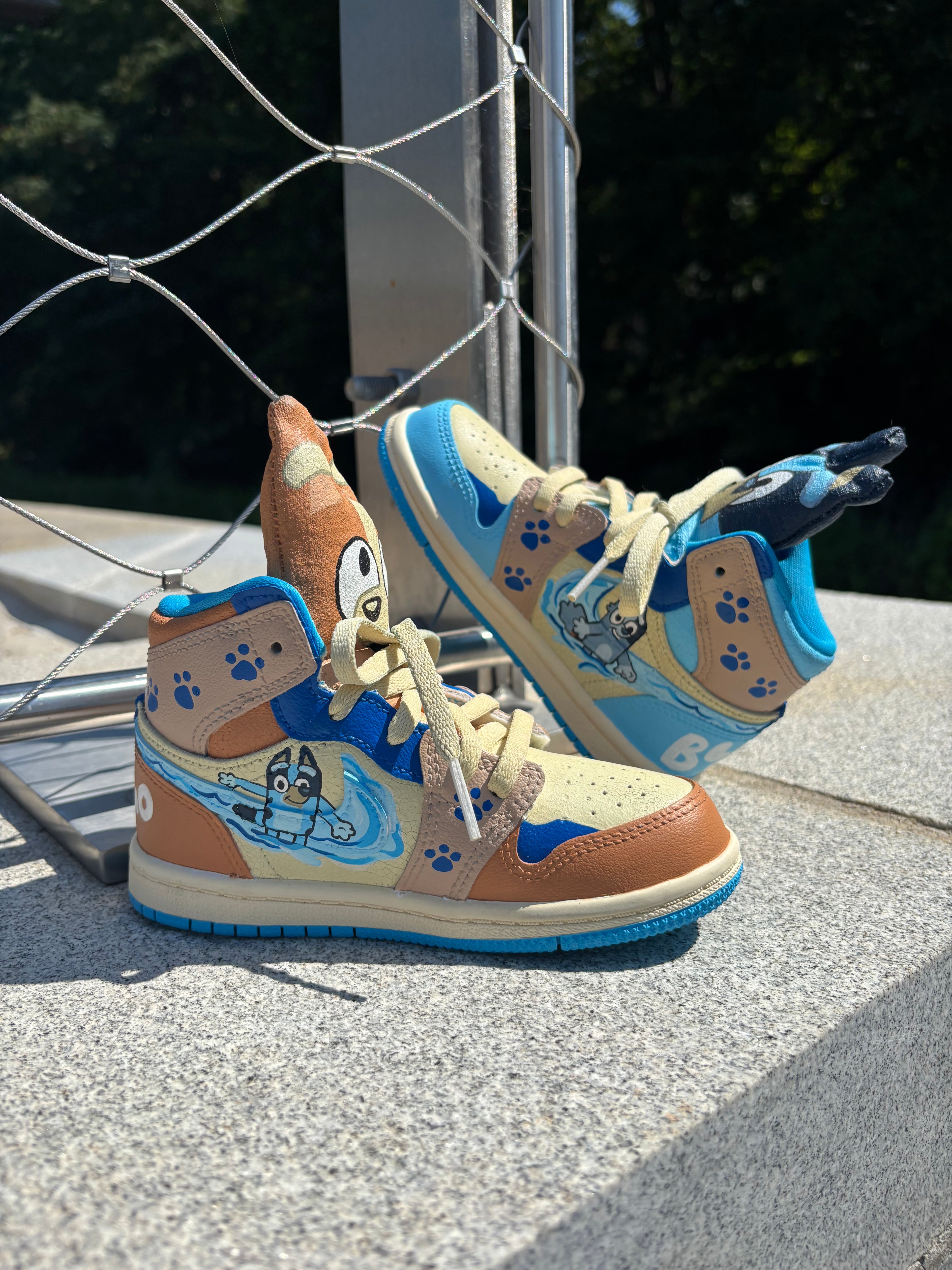Custom Hand-Painted Jordan 1 Highs w/ Stuffed Character Tongues