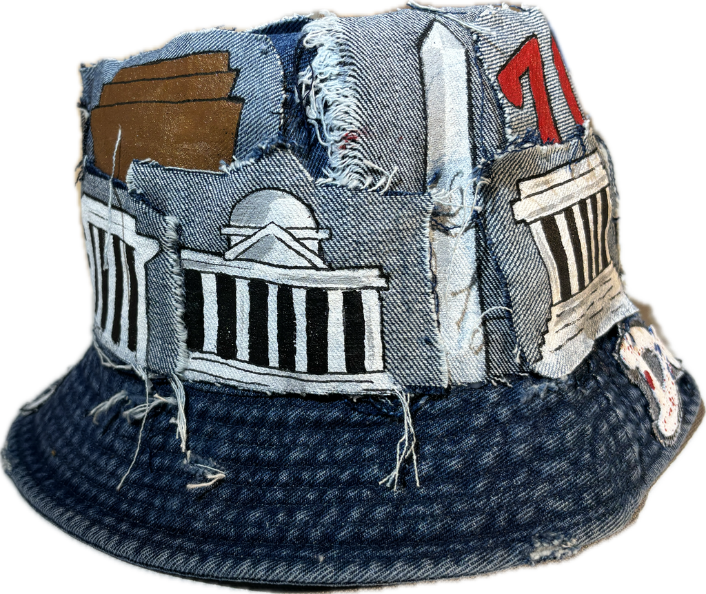 D.C (Distressed City)Hand-Crafted Denim Bucket Hat